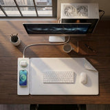DESK PAD 3 EM 1 DE COURO - CARREGAMENTO MAGNÉTICO 15W