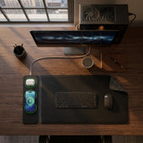 DESK PAD 3 EM 1 DE COURO - CARREGAMENTO MAGNÉTICO 15W
