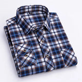2024 New Men's Flannel Shirts Long Sleeve Cotton Soft Regular-fit Brushed Single Pocket Comfortable Casual Fashion Plaid Shirts