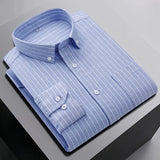 100% Cotton Oxford Men Striped Plaid Shirts Male Business Casual High Quality Long sleeve Shirt for Men Button Shirt 5XL 6XL 7XL