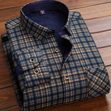 Ins Autumn Men's Warmth Fce Lined Thi Long Sve Slim Fit Casual Plaid irt Men's Outerwear Polyester Youth ular Da...