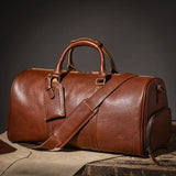 LUOKIR High Quality Men's Travel Bag Genuine Leather Luxury Luggage Bag Women's Weekend Duffle Bag Vintage Business Handbag