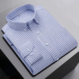 100% Cotton Oxford Men Striped Plaid Shirts Male Business Casual High Quality Long sleeve Shirt for Men Button Shirt 5XL 6XL 7XL