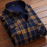 Ins Autumn Men's Warmth Fce Lined Thi Long Sve Slim Fit Casual Plaid irt Men's Outerwear Polyester Youth ular Da...
