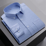 100% Cotton Oxford Men Striped Plaid Shirts Male Business Casual High Quality Long sleeve Shirt for Men Button Shirt 5XL 6XL 7XL