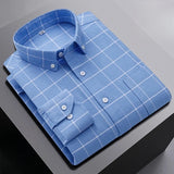 100% Cotton Oxford Men Striped Plaid Shirts Male Business Casual High Quality Long sleeve Shirt for Men Button Shirt 5XL 6XL 7XL