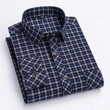 2024 New Men's Flannel Shirts Long Sleeve Cotton Soft Regular-fit Brushed Single Pocket Comfortable Casual Fashion Plaid Shirts
