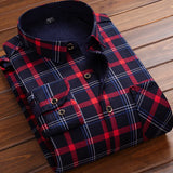 Ins Autumn Men's Warmth Fce Lined Thi Long Sve Slim Fit Casual Plaid irt Men's Outerwear Polyester Youth ular Da...