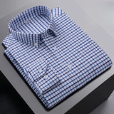100% Cotton Oxford Men Striped Plaid Shirts Male Business Casual High Quality Long sleeve Shirt for Men Button Shirt 5XL 6XL 7XL