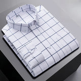 100% Cotton Oxford Men Striped Plaid Shirts Male Business Casual High Quality Long sleeve Shirt for Men Button Shirt 5XL 6XL 7XL