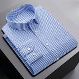 100% Cotton Oxford Men Striped Plaid Shirts Male Business Casual High Quality Long sleeve Shirt for Men Button Shirt 5XL 6XL 7XL