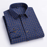 2024 New Men's Flannel Shirts Long Sleeve Cotton Soft Regular-fit Brushed Single Pocket Comfortable Casual Fashion Plaid Shirts
