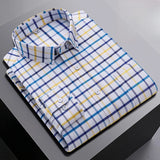 100% Cotton Oxford Men Striped Plaid Shirts Male Business Casual High Quality Long sleeve Shirt for Men Button Shirt 5XL 6XL 7XL